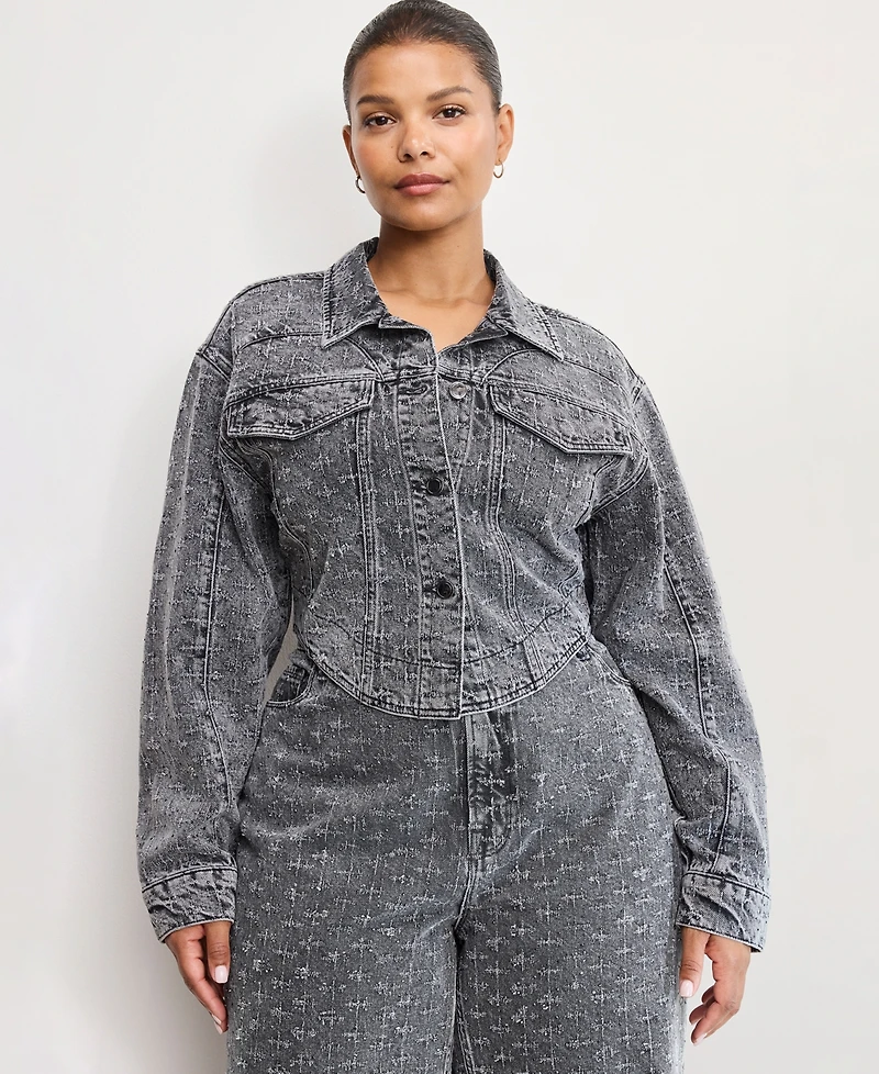 Good American Women's Dolly Joleans Crystal Denim Jacket, Regular & Plus