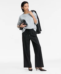 I.n.c. International Concepts Women's Ribbed-Trim Crewneck Pullover Sweater, Macy's Exclusive