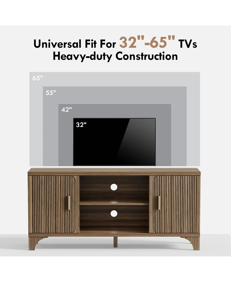 58-Inch Modern Tv Stand Mid-Century Entertainment Center with Storage for 55"/65" TVs