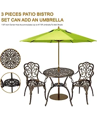 gaomon Patio Bistro Sets 3 Piece Outdoor Cast Aluminum Patio Bistro Set, Patio Table and Chairs Set of 2 with Umbrella Hole for Yard, Garden, Balcony,