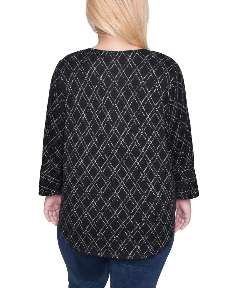 Ny Collection Plus 3/4 Bell Sleeve Top