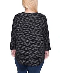 Ny Collection Plus 3/4 Bell Sleeve Top