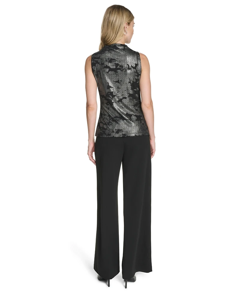 Calvin Klein Women's Novelty Printed Ruched Top