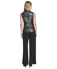 Calvin Klein Women's Novelty Printed Ruched Top
