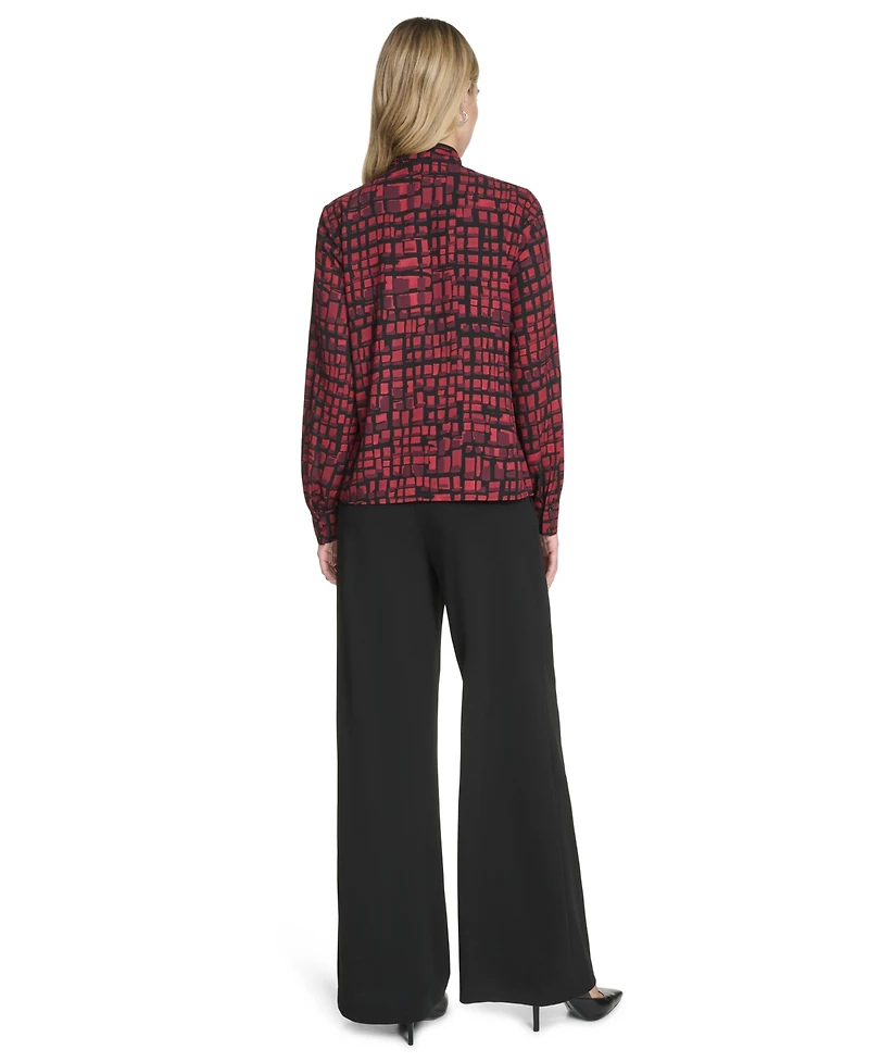 Calvin Klein Women's Tie-Front Printed Blouse