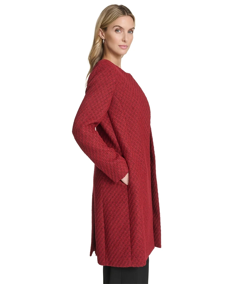 Calvin Klein Women's Open-Front Shoulder Padded Long Jacket