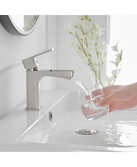 Waterfall Single Handle Hole Low-Arc Modern Bathroom Faucet Drip-Free Vanity Sink