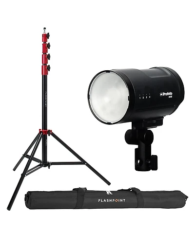 Profoto B10X Off Camera Flash Head Bundle with Flashpoint Pro Air-Cushioned Heavy-Duty Light Stand (Red, 9.5
