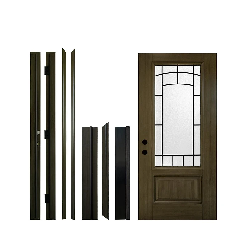 Chic Crate 36"x80" Fiberglass Front Door with Frosted Glass, Vinyl Frame Included