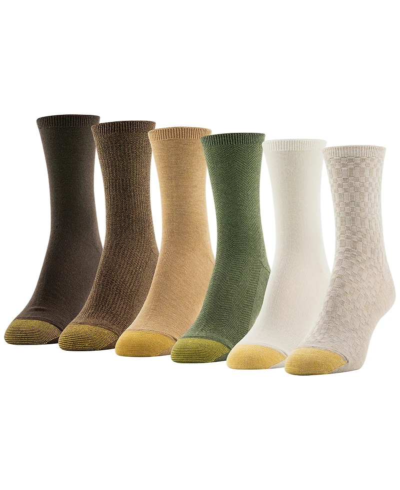 Gold Toe Women's 6-Pack Check Texture Midi Socks