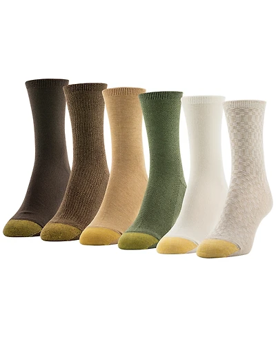 Gold Toe Women's 6-Pack Check Texture Midi Socks
