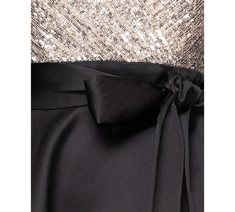 Xscape Women's Sequinned Long Sleeve Ballgown Dress