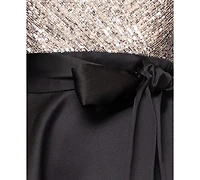 Xscape Women's Sequinned Long Sleeve Ballgown Dress