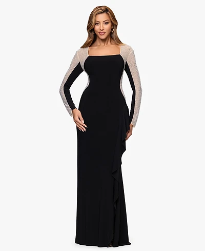 Xscape Women's Square Neck Long Dress