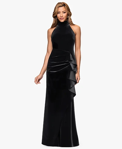 Xscape Women's Halter Neck Side Ruched Dress