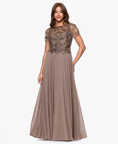 Xscape Women's Boat Neck Beaded Dress