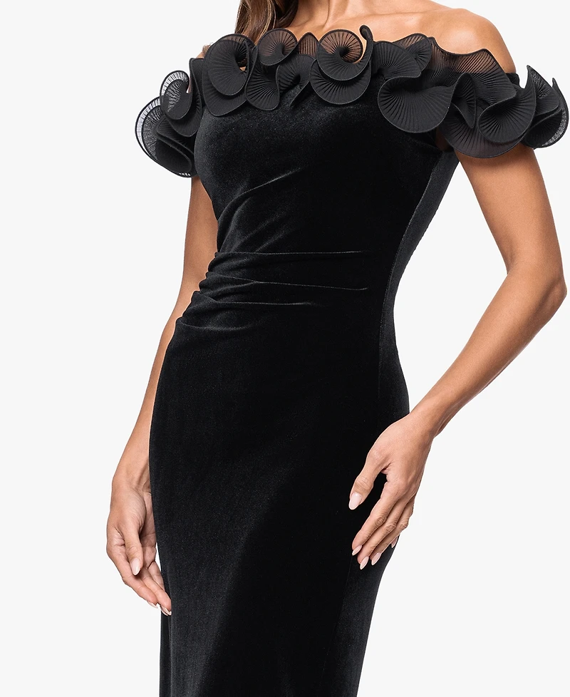 Xscape Women's Off The Shoulder Ruffle Dress
