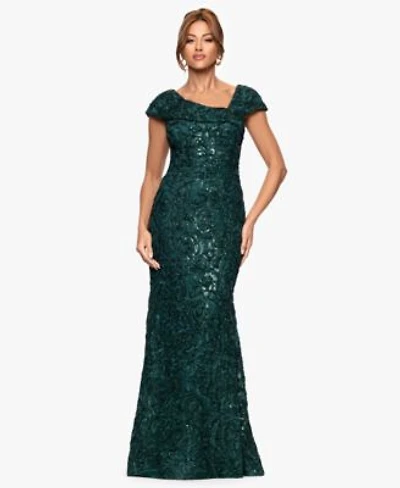 Xscape Womens Asymmetric Neck Long Dress