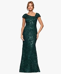 Xscape Womens Asymmetric Neck Long Dress
