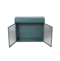 Chic Crate-Army Green 2-Door Wall-Mounted Metal Cabinet Tempered Glass Shelves | Multi-Room | Bath, Kitchen, Office