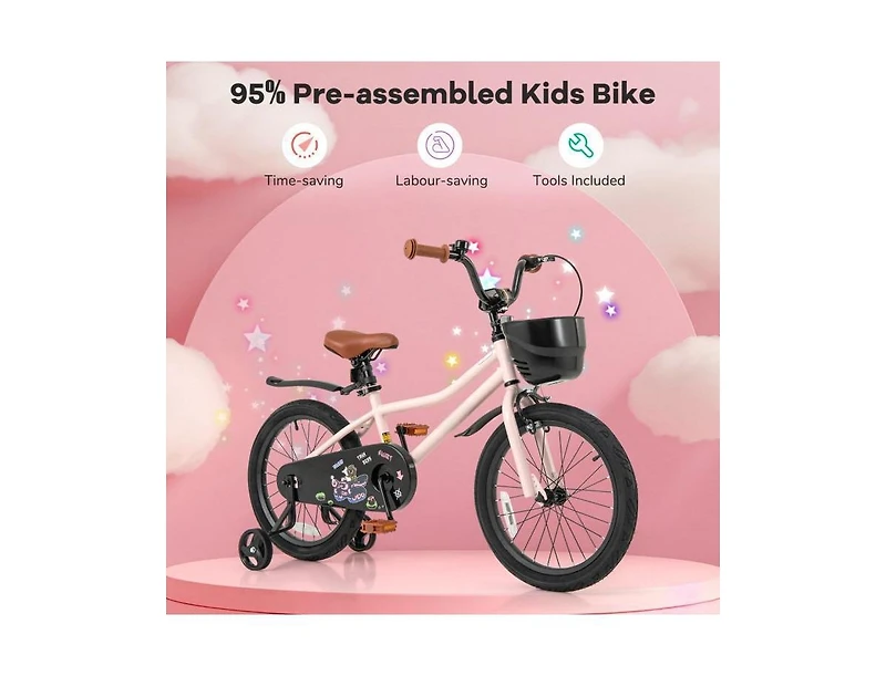 18-Inch Kids Bike with Basket & Adjustable Handlebar