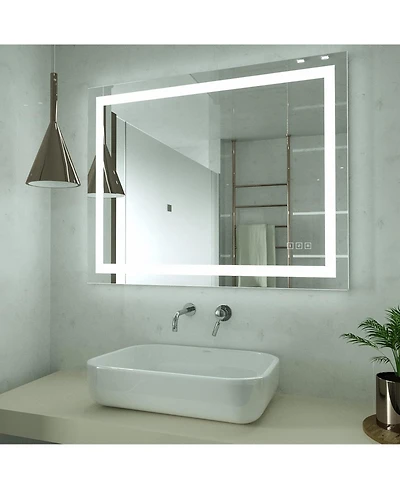 Hauschen Home 40 x 32 inch Led Lighted Bathroom Mirror, Wall Mounted Dimmable Makeup Vanity Mirror, Tempered Glass Anti-Fog Mirror, 3-Color Adjustable