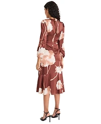 Maggy London Women's Long Sleeve Flower Midi Dress