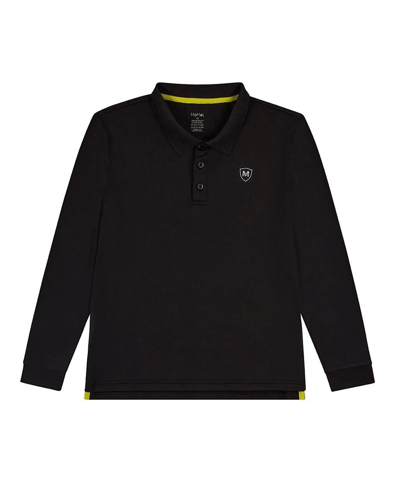MeMoi Big Boys Silky Soft Dri-Effect Moisture Wicking Long Sleeve Polo Shirt