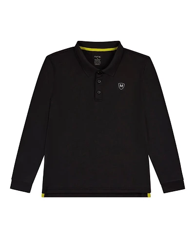MeMoi Big Boys Silky Soft Dri-Effect Moisture Wicking Long Sleeve Polo Shirt