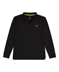 MeMoi Big Boys Silky Soft Dri-Effect Moisture Wicking Long Sleeve Polo Shirt