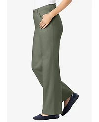Woman Within Women's Stretch Denim Wide-Leg Five-Pocket Jeans