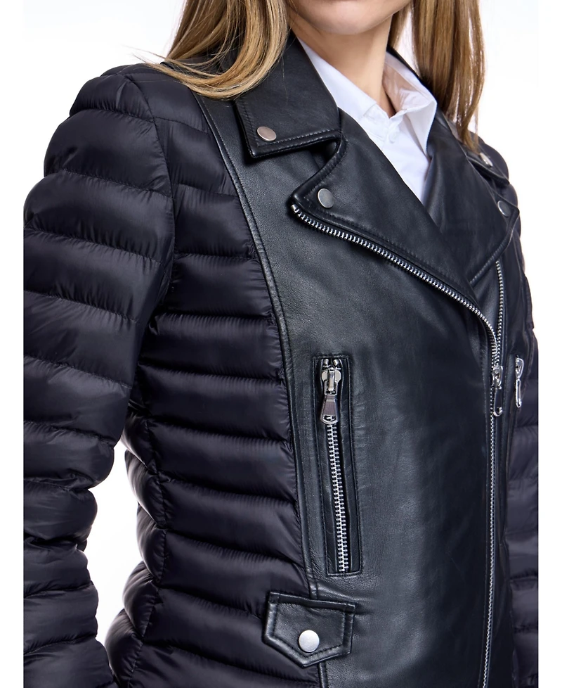 Julia & Stella by Maximilian Women's Leather Puffer Jacket