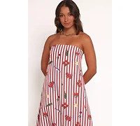 Petal and Pup Women's Soph Strapless Maxi Dress - Red Picnic Stripe