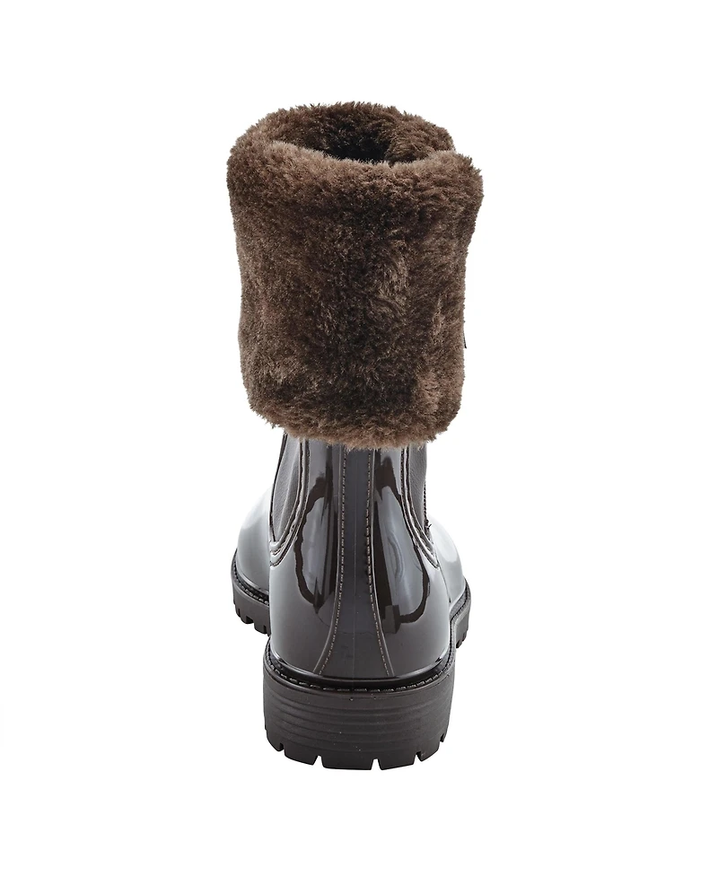 Azura Spring Step Wellies Faux Fur Trim Waterproof Rain Boot with Zipper and Padded Insole