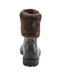Azura Spring Step Wellies Faux Fur Trim Waterproof Rain Boot with Zipper and Padded Insole