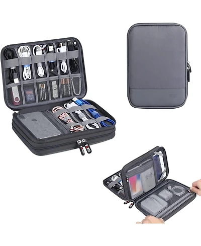 Bubm Double Layer Electronics Organizer Bag - Travel Cable Storage Case for Usb Drives, Sd Cards, Charging Cords & Mini Tablets