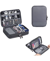 Bubm Double Layer Electronics Organizer Bag - Travel Cable Storage Case for Usb Drives, Sd Cards, Charging Cords & Mini Tablets