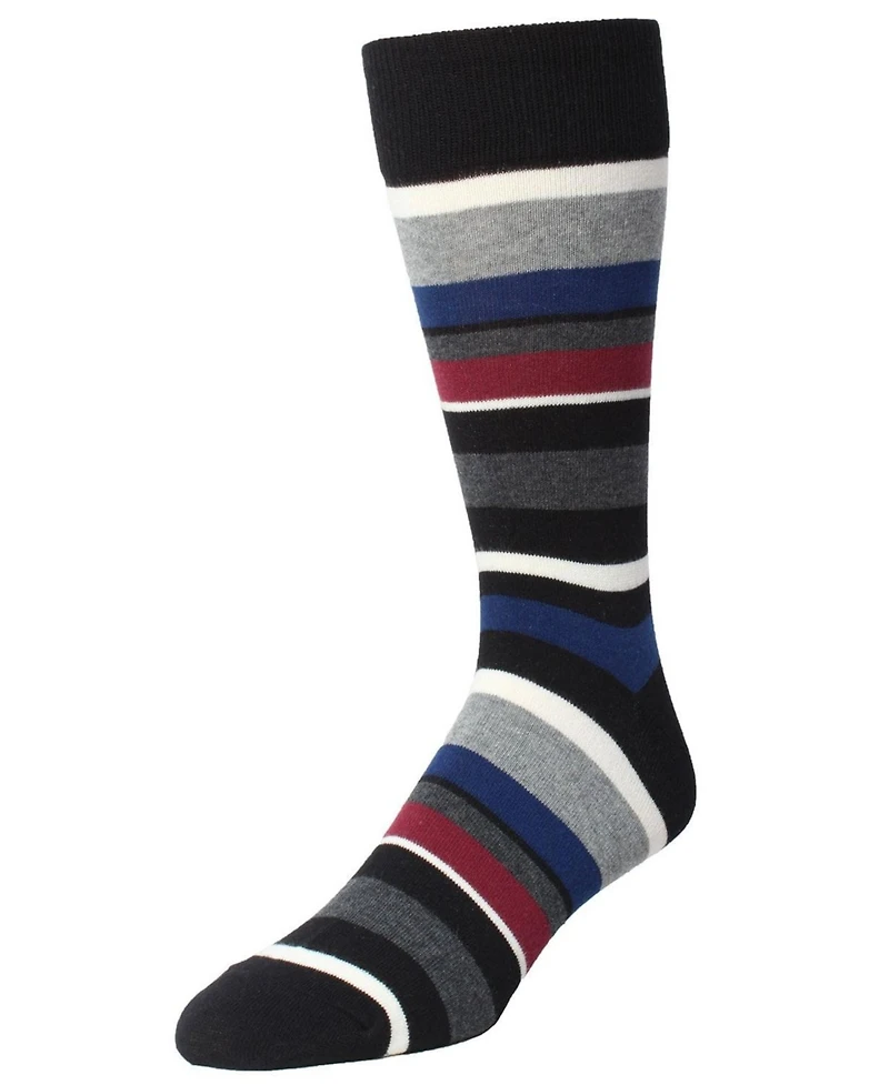 Memoi Boys Bright Stripes Ribbed Cotton Crew Socks