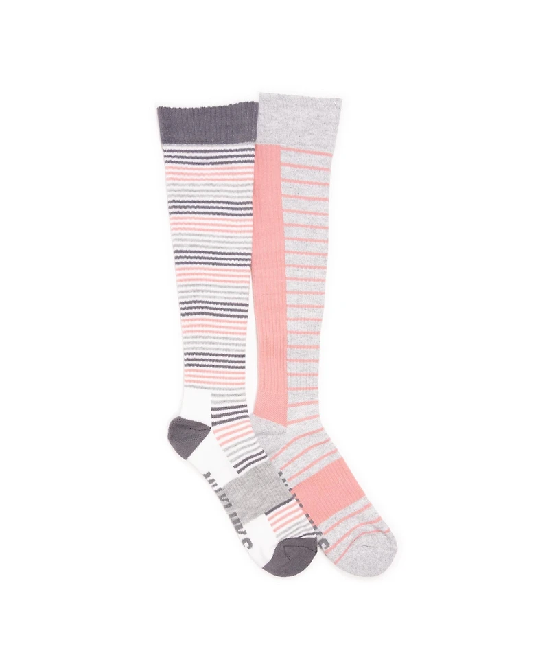 Muk Luks Women's 2 Pair Pack Cotton Compression Knee High Socks