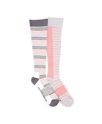 Muk Luks Women's 2 Pair Pack Cotton Compression Knee High Socks