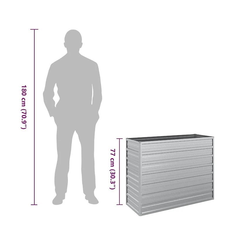 Garden Raised Bed Silver Galvanized steel 39.4 x 15.7 x 30.3 in
