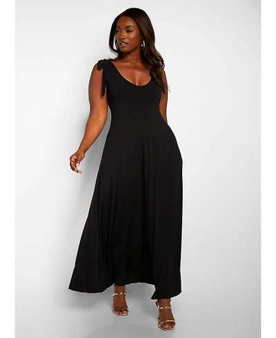Rebdolls Women's Maxi Skater Dress W. Pockets - Black