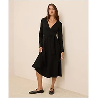 Pact Women's Organic Cotton Fit & Flare Faux Wrap Dress