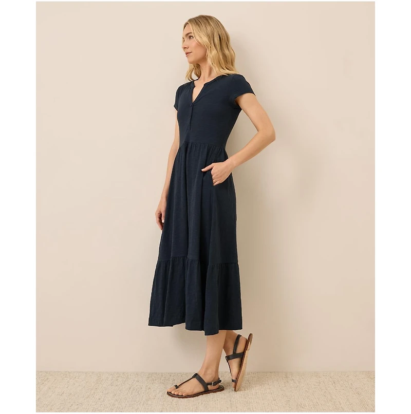 Pact Women's Organic Cotton Relaxed Slub Henley Market Dress