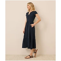 Pact Women's Organic Cotton Relaxed Slub Henley Market Dress