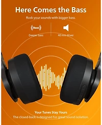 Philips A4216 Wireless Headphones, Over-Ear Bluetooth Headphones with Powerful Bass, 35Hr Battery Life, IP55, Washable cups, Black