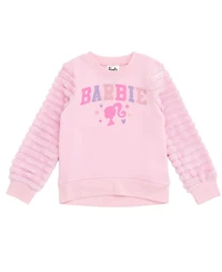 Barbie Toddler Girls Fleece Pullover Sweatshirt with Faux Fur Sleeves