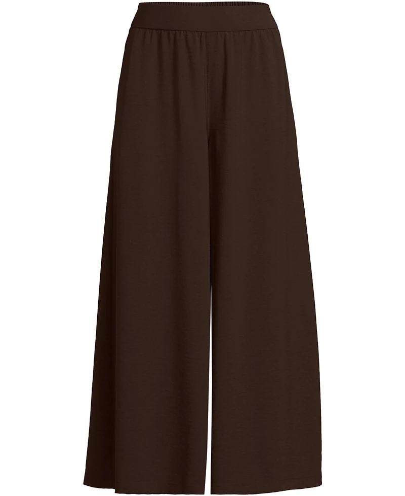 Lands' End Women's Creaseless High Rise Palazzo Crop Pants