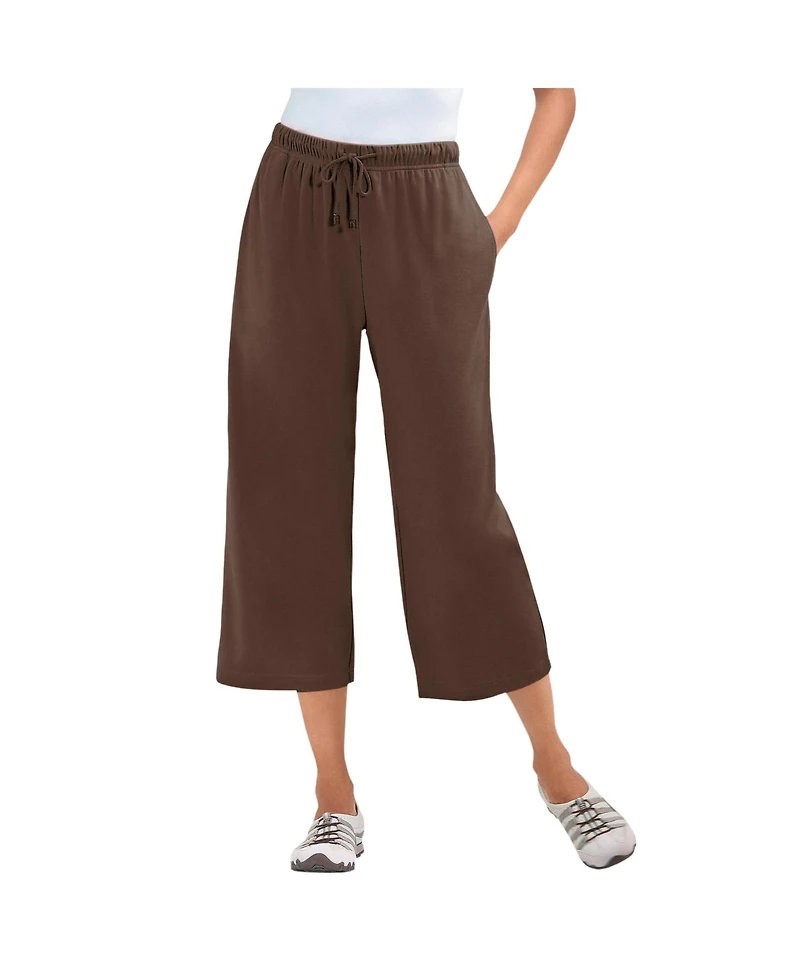 Woman Within Women's Sport-Knit Pull-On Capri Pants