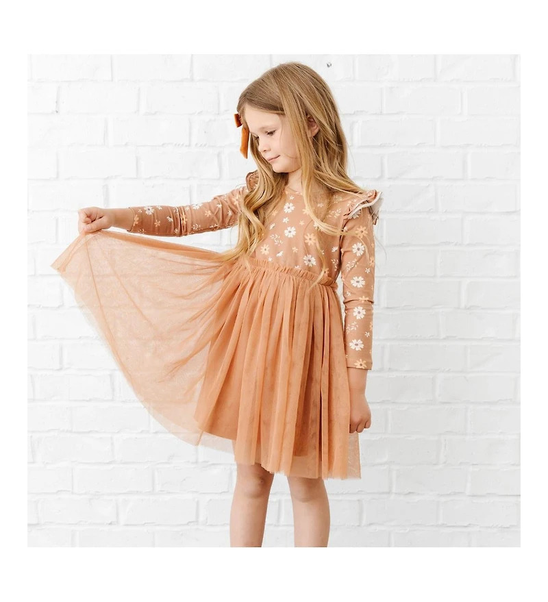 Sweet Wink Little and Big Girls Ditsy Fall Floral Long Sleeve Tutu Dress